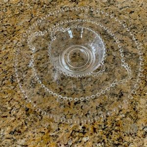 Glass serving platter set